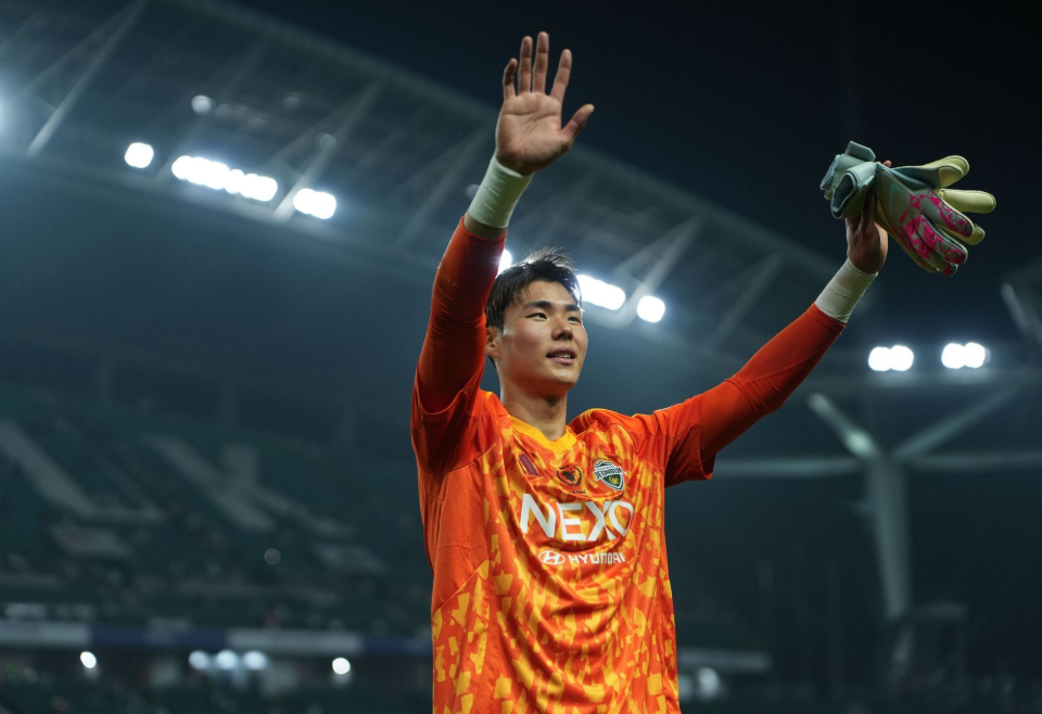 yl7703永利-官方：全北现代门将宋范根获本月最佳扑救奖